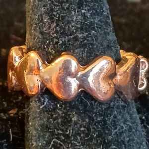 Paparazzi Rose Goldtone Stretch Ring Band Of Hearts